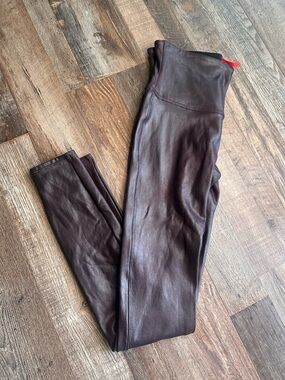 Spanx Purple Faux Leather Leggings - Sleek High-Waist